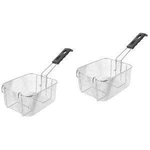 2 Stück Edelstahl Bratsieb Friteuse Korb Frittierkorb - Bild 1 von 12