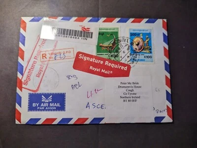 2006 年注册缅甸皇家航空邮件封面仰光 RPO 到 Tyrone 北爱尔兰 — 第 1/2 张图片