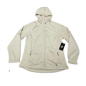 Spyder Jacket Women XL Cream Moonbeam Full Zip Pockets Hoodie Lined SPFGM215-105 - Picture 1 of 16