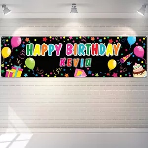 Personalized Birthday Banner with Name DIY Colorful Happy Birthday Banner Backdr - Picture 1 of 7