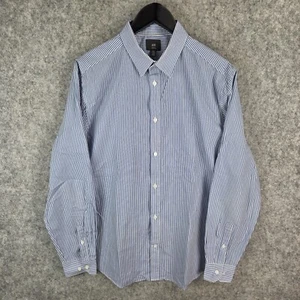 H&M Shirt Mens Extra Large Bue White Striped Button Up Long Sleeve 11129 - Picture 1 of 11