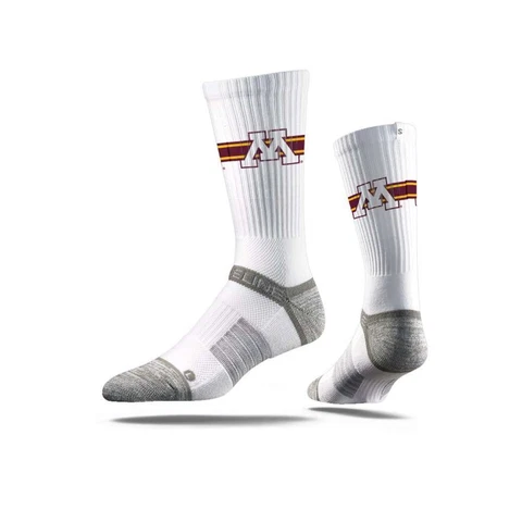 Minnesota Golden Gophers Strideline Premium Crew Sock - White Cover