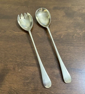Vintage 1950s Sheffield England Serving Set Fork Spoon 9” Silver Plated EPSN - Picture 1 of 11