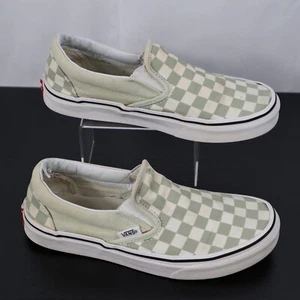 Vans Classic Slip-On Checkerboard Green White Men 5.5 Women 7 Off the Wall - Picture 1 of 9