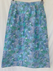 VINTAGE 50S SILK JACQUARD HIGH WAIST WIGGLE PENCIL SKIRT FLORAL FLOWER XS - Picture 1 of 3