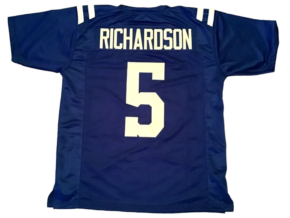 UNSIGNED CUSTOM Stitched Sewn #5 Richardson Blue Jersey - M to 2XL - Image 1 of 2