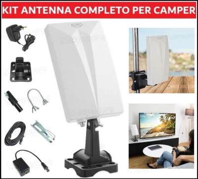 XORO Kit Antenna Tv Esterna Amplificata Portatile Per Camper Digitale Terrestre UHF ^