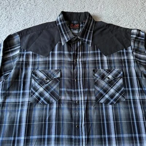 NUEVA Camisa Lisa Para Hombres Extra Grande Negra Western Wear Perla A Presión Vaquero con Botones - Imagen 1 de 8