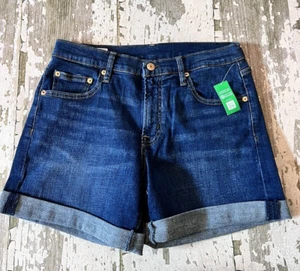 Pantaloncini jeans GAP Ws 5" Mid Rise Girlfriend denim risciacquo scuro nuovi con etichette con Washwell 30 10 - Foto 1 di 5