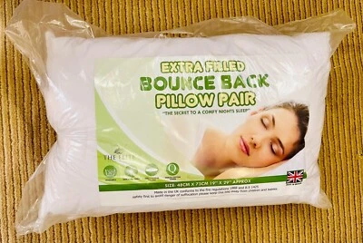 Pack Of 2 Hotel Quality Bounce Back Pillows Luxury Soft Hollowfibre Filled - Image 1 of 2