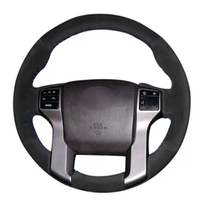 Hand-stitched Black Suede Car Steering Wheel Cover for Toyota Land Cruiser Prado - Picture 1 of 14