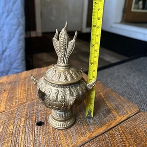 6 Zoll einzigartige thailändische magische Glas Weihwasserschale Naga Bronze Messing kleine Größe - Bild 1 von 11