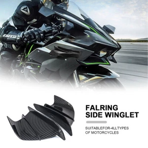 Carbon Fiber Plastic Side Winglets Air Deflector Wing Kit Spoiler For Motorcycle - Picture 1 of 10