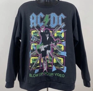 Women's Size LARGE AC/DC Blow Up Your Video Fleece Sweatshirt Black Size S NWT - Picture 1 of 1