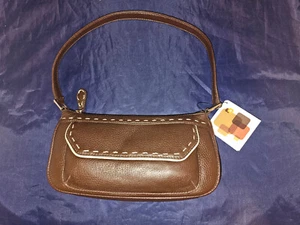 Wilson's Leather Soft Pebble Brown Shoulder Bag Stitched Professional Purse mano - Picture 1 of 10
