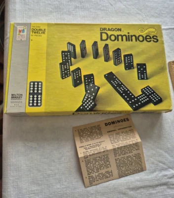 VTG Double Twelve Wooden Dragon Dominoes 1970 Game Milton Bradley 91 Piece #4133 - Image 1 of 4