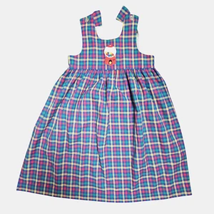 Vintage Kelly's Kids Plaid Sleeveless Jumper Dress 6X Patch Applique Academia - Picture 1 of 9