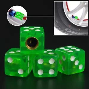 Transparent Green Dice Wheel Valve Stem Tire Cap For Truck /Car/Bike Dust Cover - Picture 1 of 7