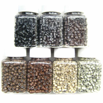 5mm Silicone Lined Beads Micro Ring Link Crimp Beads for Human Hair Extensions - Image 1 of 4