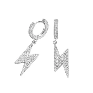 Flash Cubic Zirconia Pendientes Helados Pendientes Pendientes Latón Hombres Hip Hop A9362 - Imagen 1 de 13