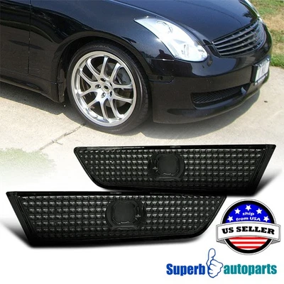 Fits 2003-2007 Infiniti G35 2Dr Coupe Bumper Lights Parking Lamps Smoke - Image 1 of 4