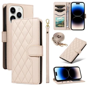 For iPhone 16 Pro Max 15 14 13 12 11 XR XS Phone Cover Leather Crossbody Case - Picture 1 of 14