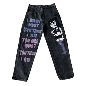 Danny Phantom Goth Babe Sam hi waisted baggy black stone washed jeans 32x32 - Picture 1 of 8