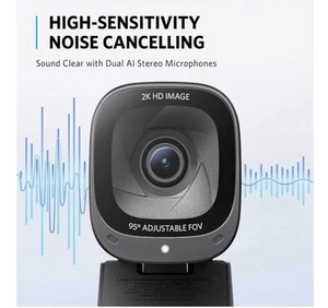 2K HD Anker Webcam with Noise Cancelling Microphones New In The Box - Photo 1/4