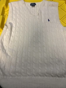 Polo Ralph Lauren Cable Knit Sweater Vest LT-Tan Pony V-Neck Mens XL Golf Preppy - Picture 1 of 1