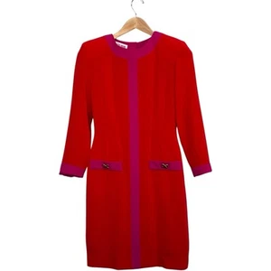 Vestido Vaina Maggy London Vintage Carrera Años 80 Rojo Rosa Para Mujer Talla US 4 - Imagen 1 de 16