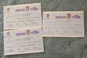 Aston Villa FC vs Liverpool FC Ticket Stubs - 1996/7 (2) + 1997/8. - Bild 1 von 4