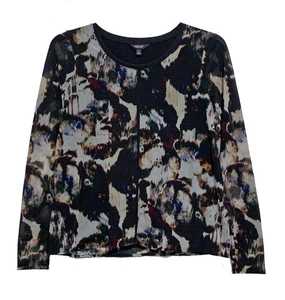 Vera Wang, Gray, Brown, Black Geometric Print Pullover Lined Top, size M - Picture 1 of 4