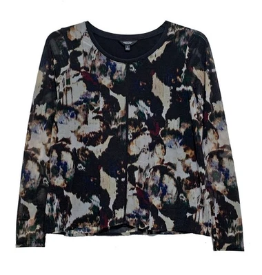 Vera Wang, Gray, Brown, Black Geometric Print Pullover Lined Top, size M - Image 1 of 4