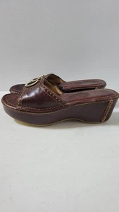 Ariat GO Slide Red/Brown Sandal Leather Platform Wedge Horseshoe Women Size 10B - Imagen 1 de 6