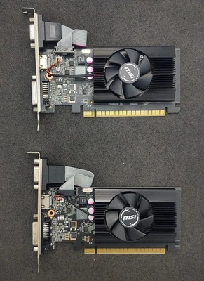 2x MSI GT 710 2GD3 LP 2GB DDR3 VIDEO GRAPHICS CARD FULL HEIGHT VGA HDMI DVI - Image 1 of 4
