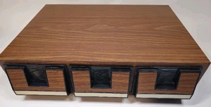 Vintage 42 Slot Audio Cassette Tape Holder 3 Drawer Storage Cabinet Faux Wood - Picture 1 of 6