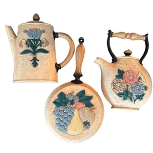Juego colgante de pared de cocina floral 1995 interiores de hogar vintage - Imagen 1 de 8