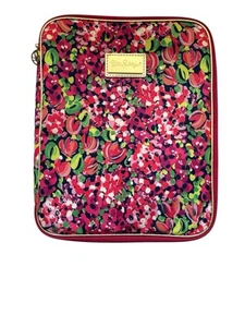 Lilly Pulitzer Zip Up Portfolio Tulip Floral Pink & Green Tablet Travel Case - Picture 1 of 4