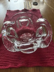 Abstract Crystal Clear Heavy Glass Art Bowl Murano Dunn - Picture 1 of 16