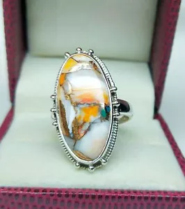 Anello Fatto a Mano Oyster Pietra Preziosa Turchese Argento Sterling 925 Tutte le Dimensioni - Foto 1 di 5