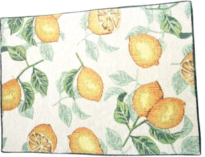 Lemons Placemats Set of 4 Tapestry Satin Backed 13x18" French Country Home - Picture 1 of 12