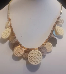 Avon Vintage Muschel Bohemian Braun Perlen Halskette - Bild 1 von 2