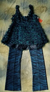 Milly Blue Green & Black Eyelash Fringe Flared Top 10 NWTs - Picture 1 of 8