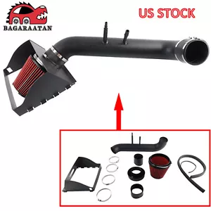 RED For 2015-20 Ford F150 5.0L V8 Heat Shield Cold Air Intake Pipe Kit + Filter - Picture 1 of 11