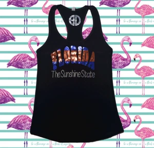 Florida sunshine Bling Racerback Top sequins Gym crossfit training Shirt  - Picture 1 of 6