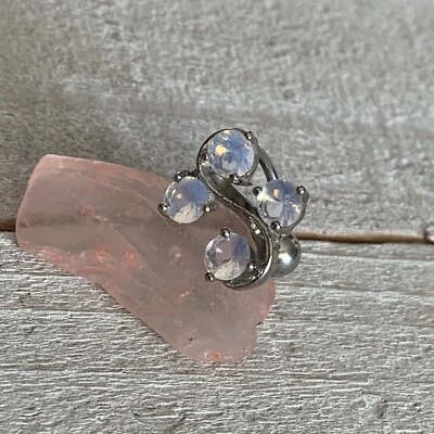 Anillo ombligo ombligo colgante de arriba hacia abajo reverso gema AB de 16 g vendedor de EE. UU. Foto 1 de 3