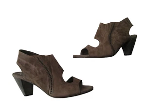 CALLEEN CORDERO USA DISTRESSED LEATHER SANDALS 3" HEELS SIZE US 9 HANDMADE IN LA - Picture 1 of 9