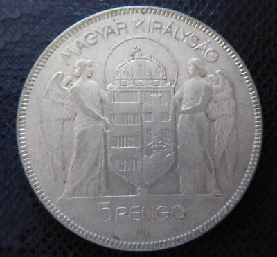 HUNGARY / HORTHY - SILVER 5 PENGŐ 2./ 1930 - Image 1 of 2