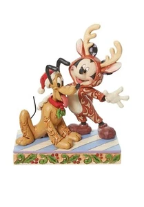 Disney Traditions Mickey and Pluto Festive Friends Christmas 16cm Figurine - New - Picture 1 of 4
