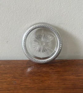 HAMMERED ALUMINUM CUT GLASS ASHTRAY SUNBURST DESIGN MID-CENTURY MODERN RETRO - Picture 1 of 4